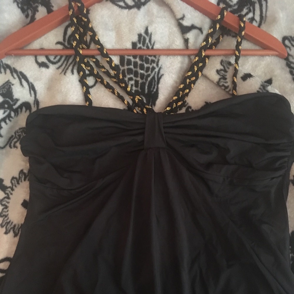 Buffalo. Halter top. Trapeze style bubble hem.